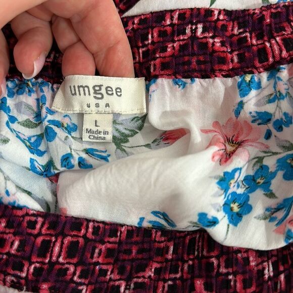 Umgee Floral Cotton Blend Off The Shoulder Boho Top Blouse Size L - Picture 5 of 8